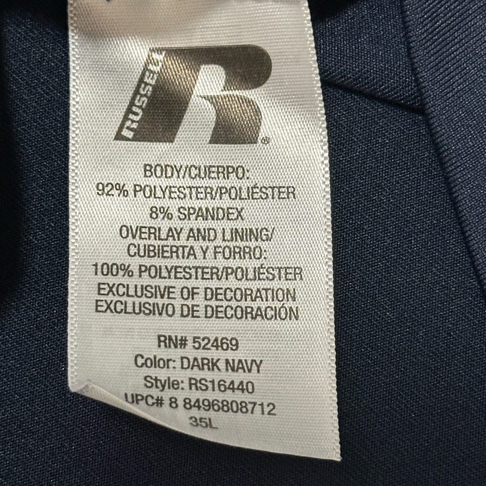 Men’s Russell Small 34 - 36 Full Zip Navy Blue Jacket Long Sleeve Dri-power 360 - Picture 8 of 8